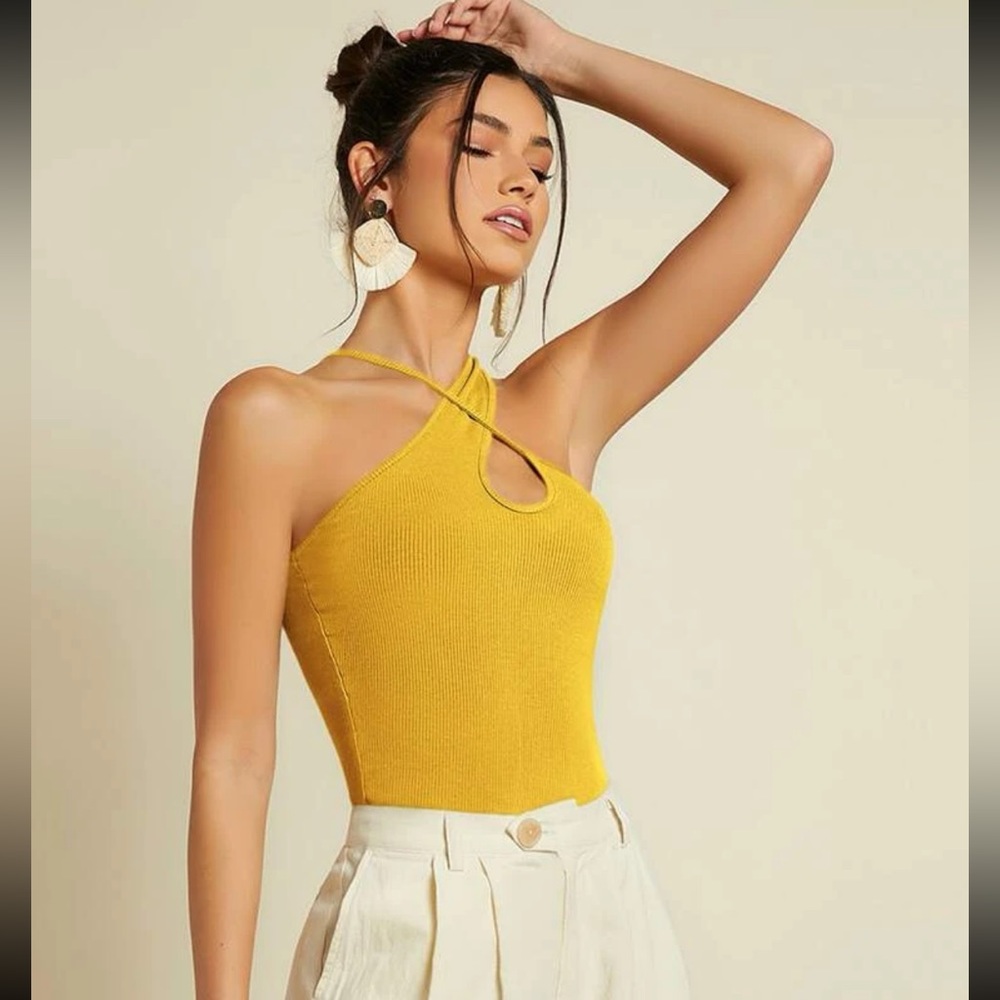 Criss Cross Rib-knit Top